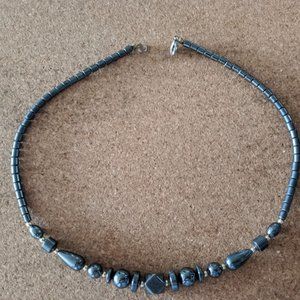 17.5" hematite necklace, interesting shapes